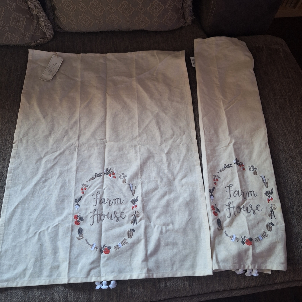 Primitives by Kathy Fresh Linen Dish Towels.linen Blend.farmhouse.tassels